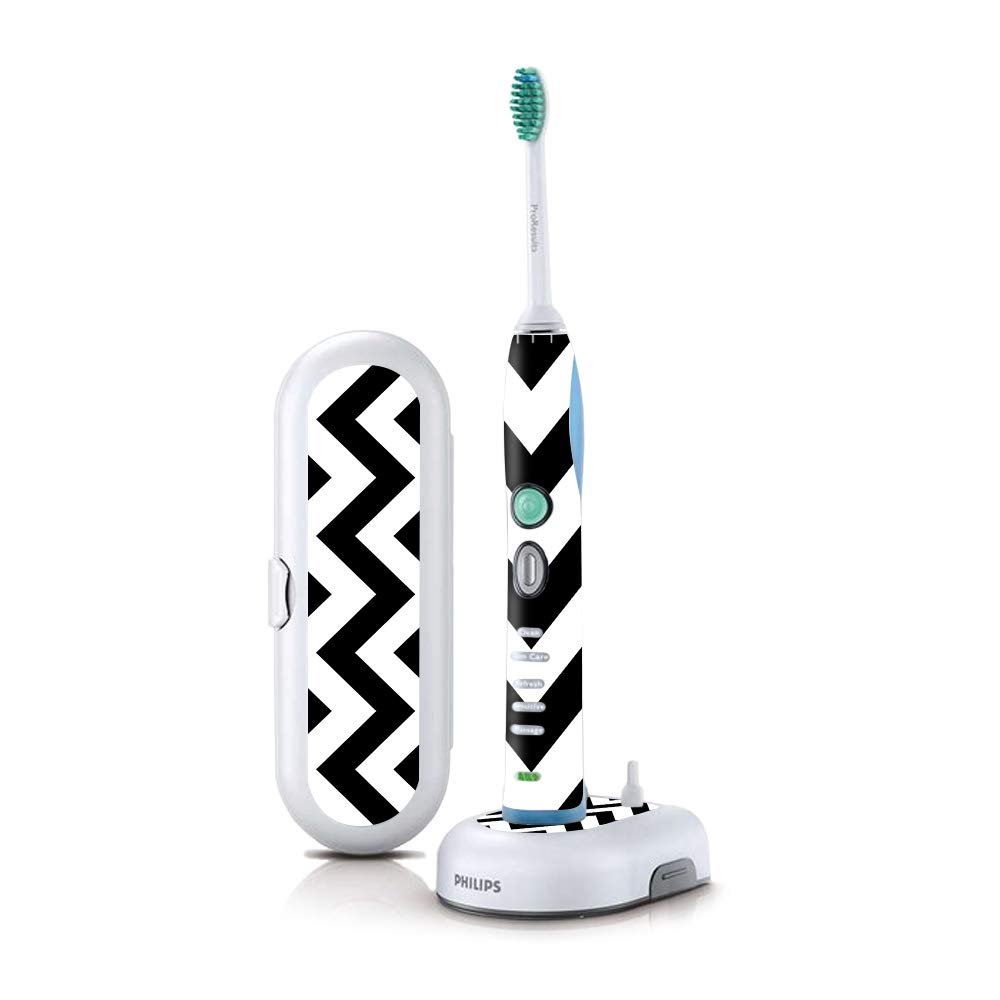 MightySkins Skin Compatible with Philips Sonicare 7 Series FlexCare+ Rechargeable - Black Chevron | Protective, Durable, and Unique Vinyl Cover | Easy to Apply, Remove | Made in The USA
