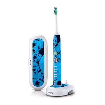 MightySkins Skin Compatible with Philips Sonicare 7 Series FlexCare+ Rechargeable - Blue Skulls | Protective, Durable, and Unique Vinyl Cover | Easy to Apply, Remove | Made in The USA