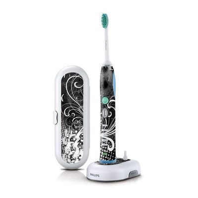 MightySkins Skin Compatible with Philips Sonicare 7 Series FlexCare+ Rechargeable - Black Flourish | Protective, Durable, and Unique Vinyl Cover | Easy to Apply, Remove | Made in The USA