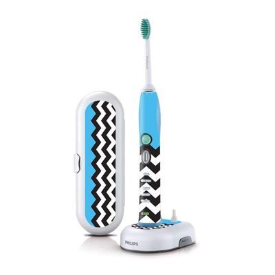 MightySkins Skin Compatible with Philips Sonicare 7 Series FlexCare+ Rechargeable - Baby Blue Chevron | Protective, Durable, and Unique Vinyl Cover | Easy to Apply and Change Styles | Made in The USA