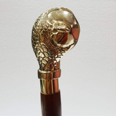 Antique Brass Handle Wooden Walking Stick Designer Brown Wood Walking Cane