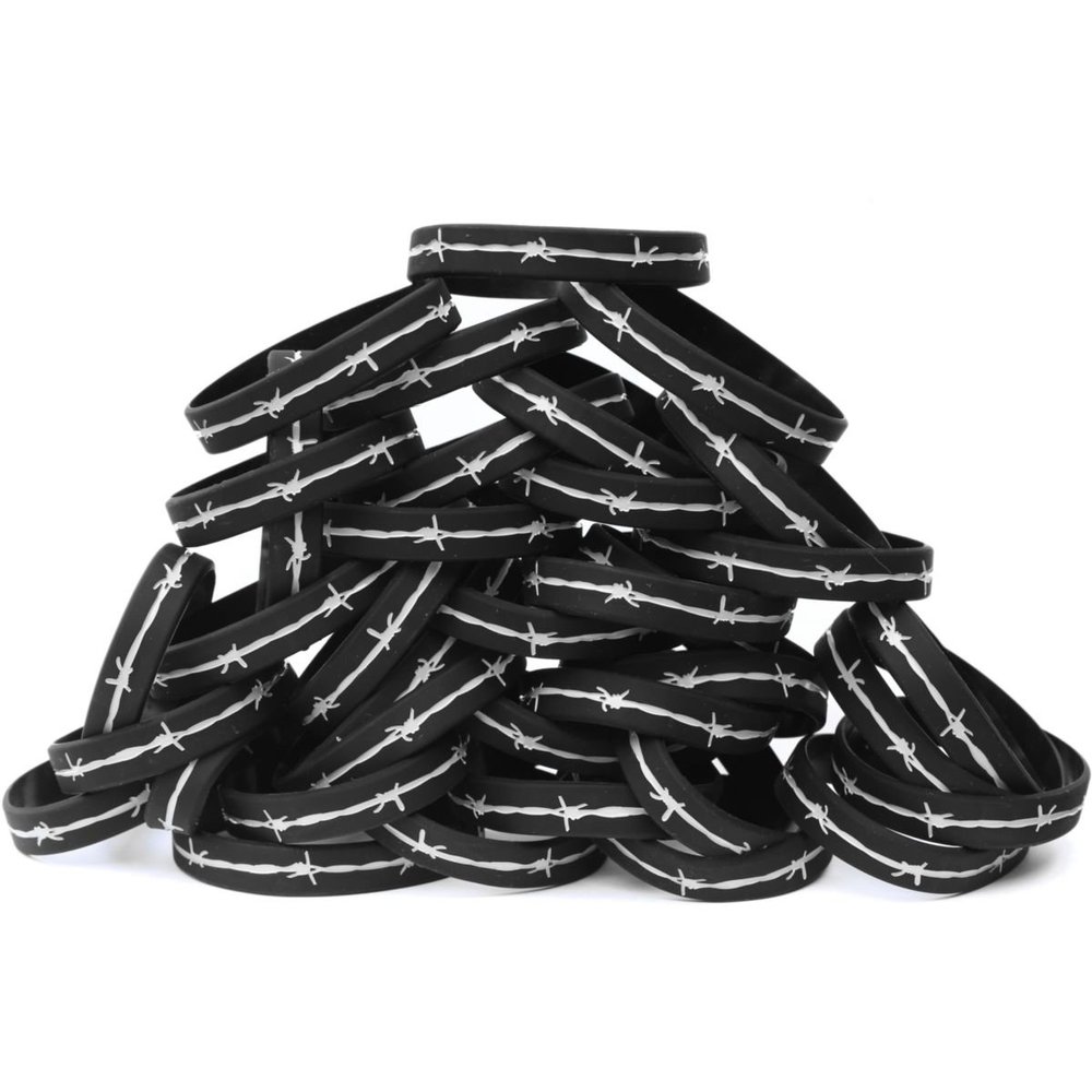 100 XL BARBED WIRE Thin Gray Line Wristbands Correctional Officers Support