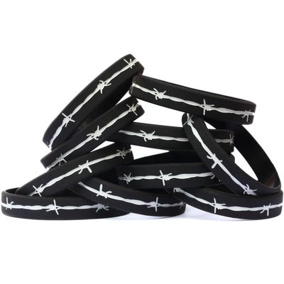 10 XL Barbed Wire Thin Gray Line Wristbands Correctional Officers Support