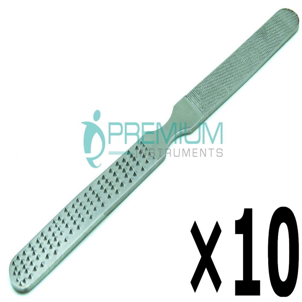 10 Pcs Superior Instruments Foot Nail File 4 Sided 6" Stainless Steel Instruments