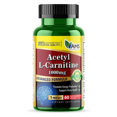 America Medic & Science Acetyl L-Carnitine 1000mg (60 Tablets) | Dietary Supplement for Men and Women | Promotes Energy Production | Supports Brain Health | Helps Improve Memory and Focus