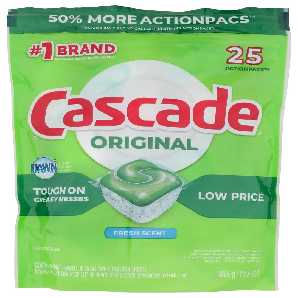 Cascade ActionPacs Dishwasher Detergent Fresh Scent, 25 ct