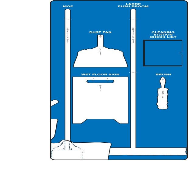 Accuform Clean & Mop Store-Board, Blue/White Shadow Board, 68"H x 30"W, Ultra Aluma-Lite, PSB709BUWT