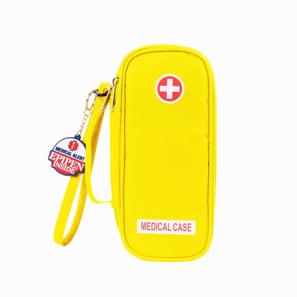 EpiPen Medical Carrying Case Insulated, Travel Medication Organizer Bag Emergency Medical Pouch, Fits 2 EpiPens, Asthma Inhaler, Anti-Histamine, Auvi-Q, Allergy Medicine Essentials, Bright Yellow