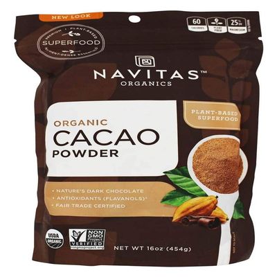 Navitas Organics Cacao Powder, Bags, 30 Servings, 1 Pound (Pack of 1), 16 Ounce