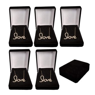 6 Black Velour Necklace Pendant Gift Boxes Jewelry Displays Black