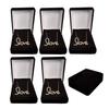 6 Black Velour Necklace Pendant Gift Boxes Jewelry Displays Black view 1
