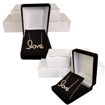 2 Black Necklace Pendant Gift Boxes Jewelry Displays Black