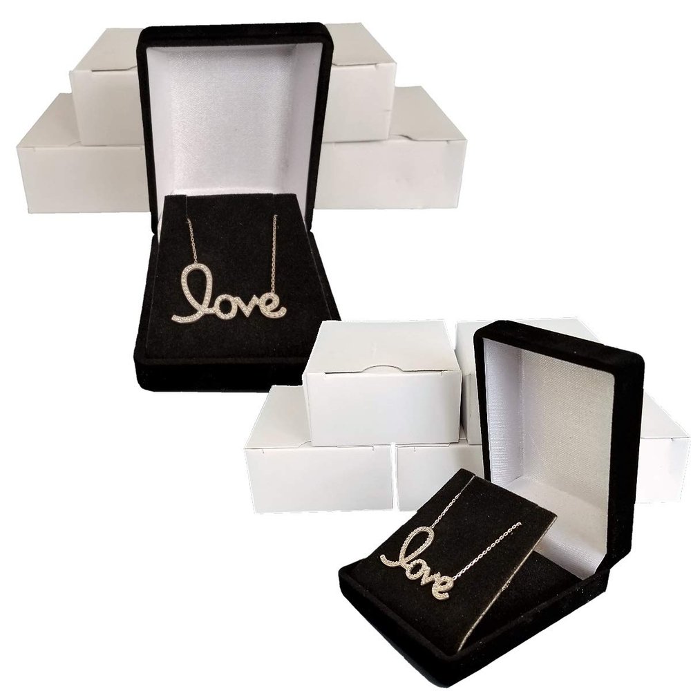 2 Black Necklace Pendant Gift Boxes Jewelry Displays Black