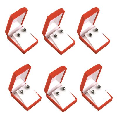 6 Red Flocked Necklace Pendant Gift Boxes Jewelry Displays Black (Red (6 Boxes))