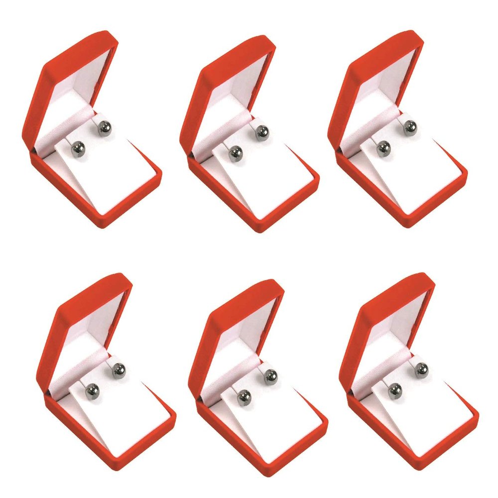 6 Red Flocked Necklace Pendant Gift Boxes Jewelry Displays Black (Red (6 Boxes))
