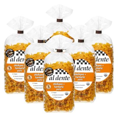Al Dente Plant-Based Pasta Chickpea + Turmeric Organic, Gluten-Free, Non-GMO, Vegan, High Protein, Low Carb Noodles - Delicious and Versatile - Great for Soups, Salads. 8oz Bags (Pack of 6)