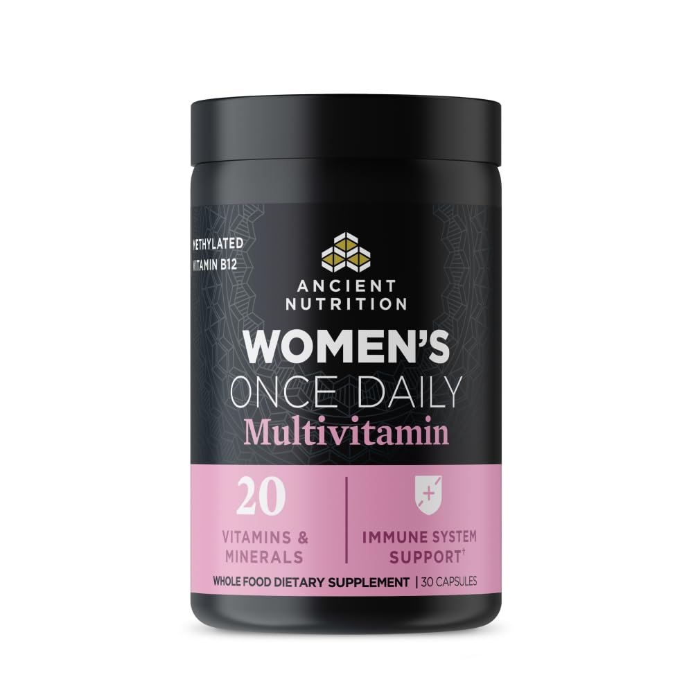 Ancient Nutrition Multivitamin for Women, Women's Once Daily Supplement, Methylated Vitamin B, C, K2, Magnesium, Folate & Iron, Supports Bone Health, 30ct
