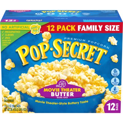 Pop Secret Microwave Popcorn, Movie Theater Butter, Flavor, 3.2 Oz Sharing Bags, 12 Ct