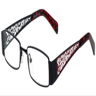 Calabria 812 Stainless Steel Lattice Designer Reading Glasses Black +0.50