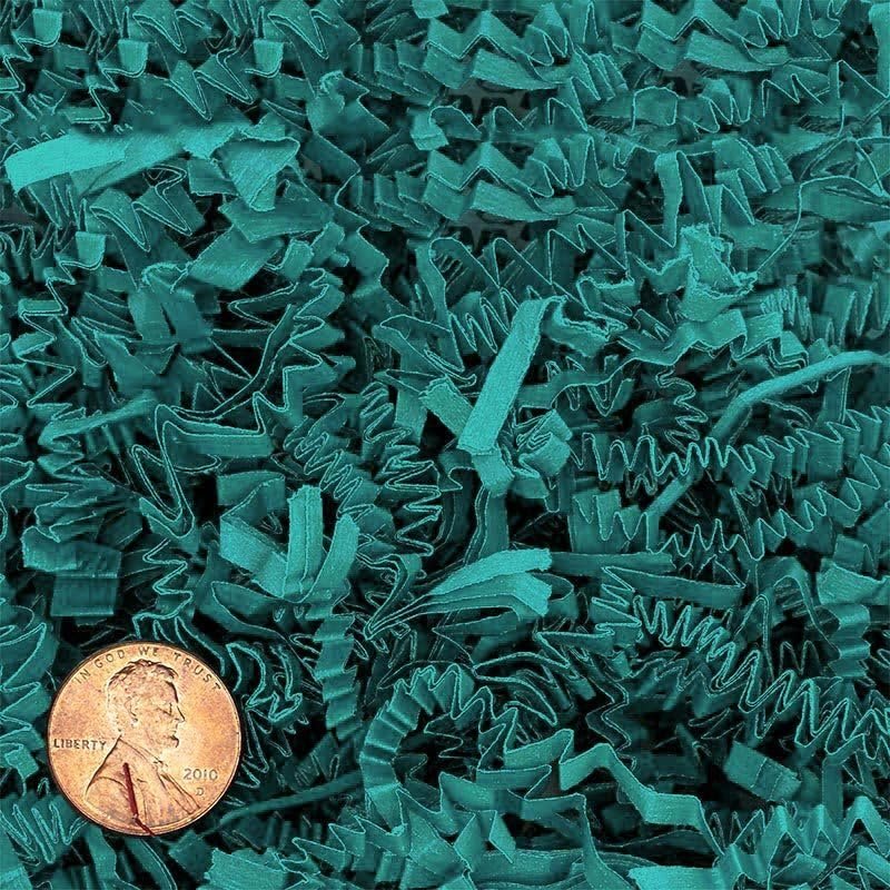 Paper Mart Crinkle Paper Filler, Teal 10 LB Bag, Shredded Paper for Gift Baskets, 24 x 16 x 11.5 Inch Compacted Bag of Crinkle Cut Paper Shred
