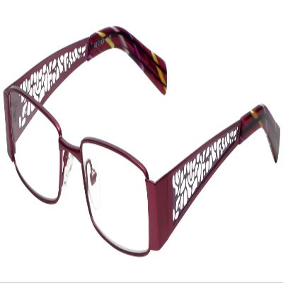 Calabria 812 Stainless Steel Lattice Designer Reading Glasses Purple +2.25