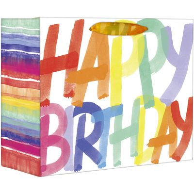 Jillson Roberts 6-Count Tiny Tote 5" x 4" x 2" Birthday Gift Bags, Rainbow Birthday