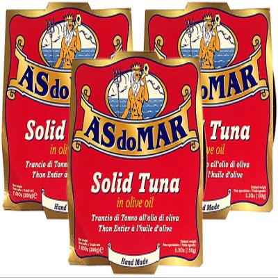A'S do MAR, Solid Tuna in Olive Oil (Pack of 3), Imported from Portugal, 7.05 oz (each)