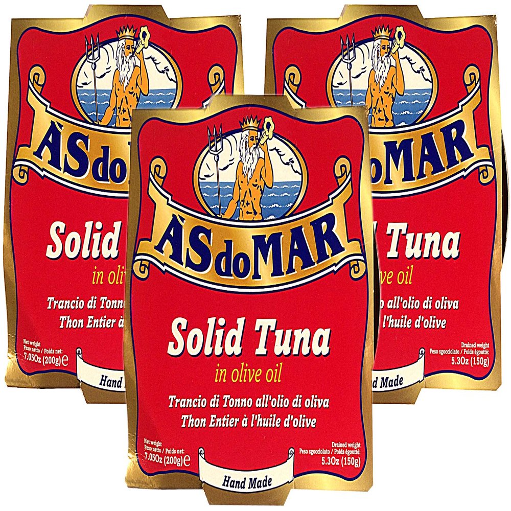 A'S do MAR, Solid Tuna in Olive Oil (Pack of 3), Imported from Portugal, 7.05 oz (each)