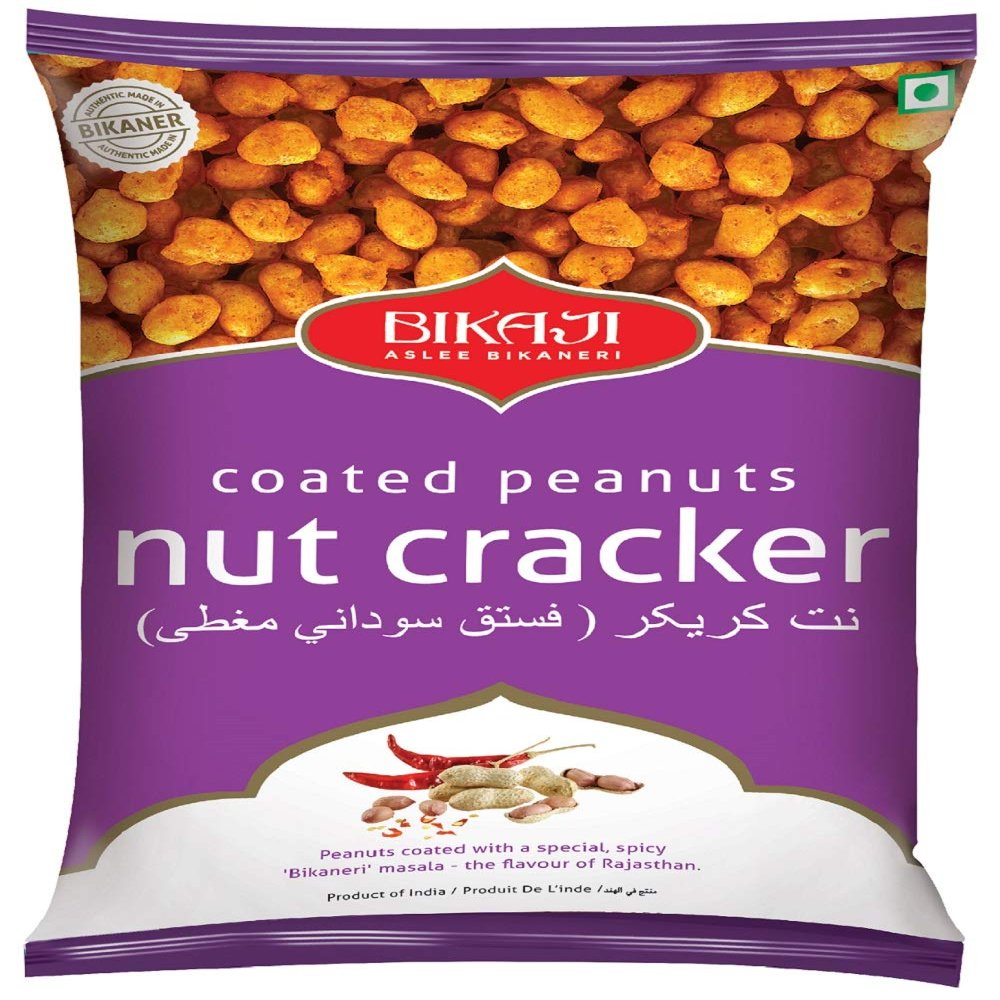 Bikaji Spicy Coated Peanuts Nut Cracker - Indian Namkeen Snack 400g (Pack of 2)
