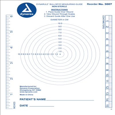 Dynarex Dynarule Wound Measuring Bullseye Guide Medical Ruler 3007, 1250 Count