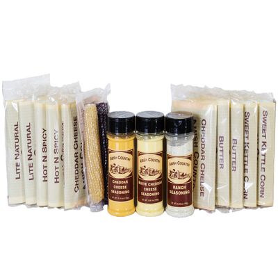 Amish Country Popcorn | Old Fashioned Microwave Popcorn | Non-GMO, Gluten Free, Microwaveable and Kosher (Microwave Sampler Gift Pack, 10 bags & 2 Cobs)
