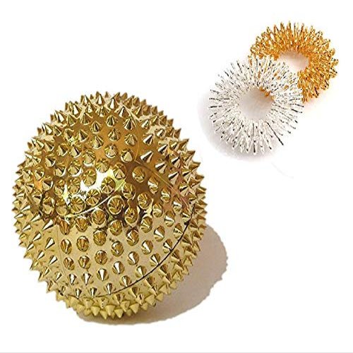Acupressure Magnetic Ball Massaging for Palm with 2 Sujok Rings for Finger