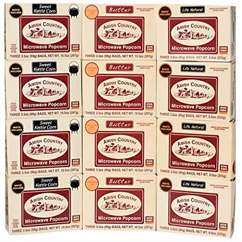 Amish Country Popcorn | Old Fashioned Microwave Popcorn | Non-GMO, Gluten Free, Microwaveable and Kosher (Microwave Popcorn Variety Pack, 36 Bags)