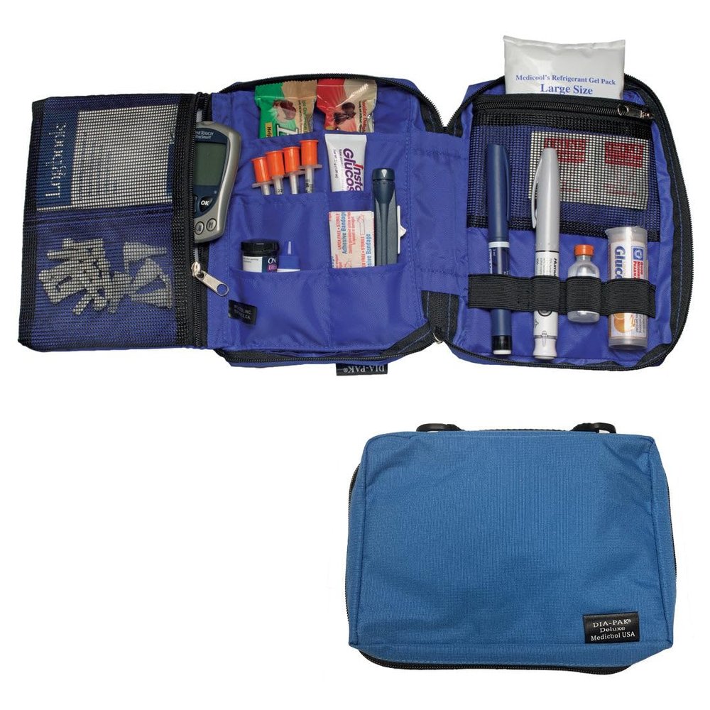 Medicool Dia-Pak Deluxe Organizer Insulin Storage 2 Week Supply Water Resistant with Large Gel Pack | DP DELX/BL