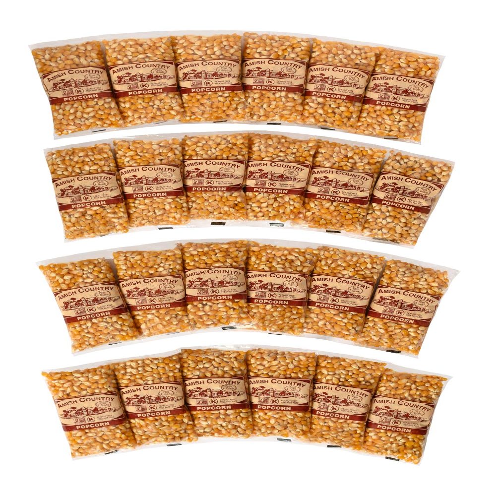 Amish Country Popcorn | 24-4 Oz Bags - Medium Yellow Popcorn | Old Fashioned, Non-GMO and Gluten Free