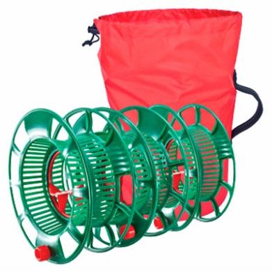 SIMPLE LIVING SOLUTIONS 238887 Green Plastic Christmas Light Reels with Red Storage Bag - 3 Count
