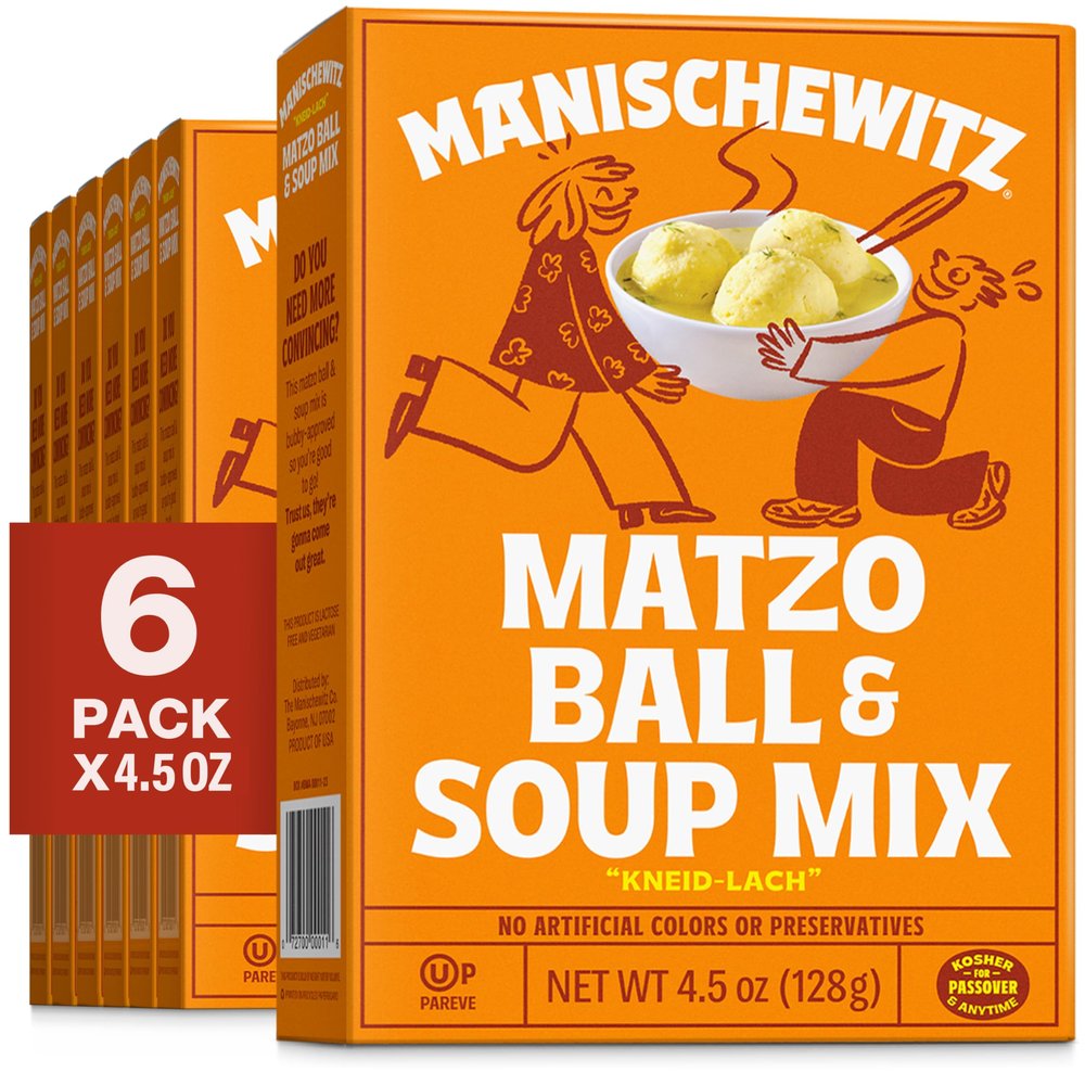 Manischewitz Matzo Ball and Soup Mix, 4.5oz (6 Pack) | Easy Prep | Kosher for Passover | Nothing Artificial | No MSG | Classic Fluffy Texture