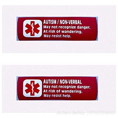 2 Pack Non-Verbal Autism Car Seat Harness - Backpack Strap Medical Alert Cover (Red)