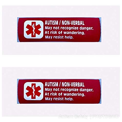 2 Pack Non-Verbal Autism Car Seat Harness - Backpack Strap Medical Alert Cover (Red)