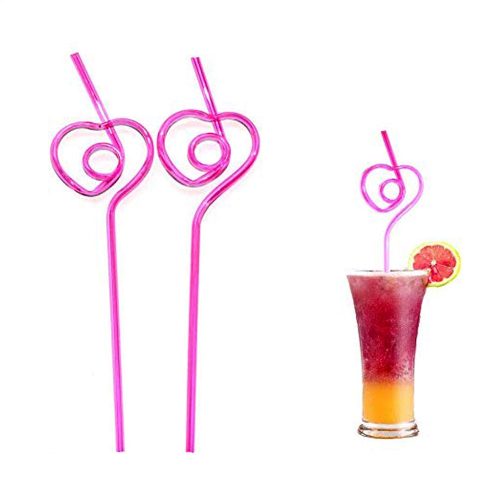12 PCS Heart-Shaped Party Straws Drinking Sipping Straws, Novelty Props for Wedding Birthday Party