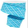 Turquoise Blue White Silver Glittered Argyle Wired Ribbon 2.5" X 10 Yards, Great for Weddings and Gift Wrapping, RG01902A2 view 1
