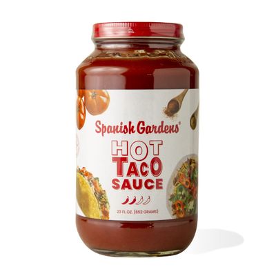 Spanish Gardens Taco Sauce (6 Pack) Hot Taco Sauce for Authentic Mexican Food Original Family Recipe, Spicy Sauce for Tex Mex Food (23 oz)