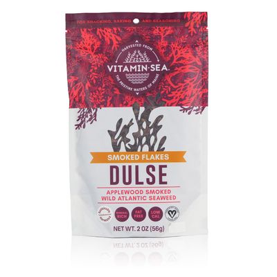 VITAMINSEA Applewood Smoked Dulse | Wild North Atlantic Dried Seaweed for Snacking, Seasoning, Soups & Salads | Rich in Vitamins, Minerals & Antioxidants Perfect for Thyroid Support | Flakes (2 OZ)