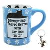 Enesco Everything Taste Better with Cat Hair In It 16oz Coffee Mug & Keychain Bundle Set, Cat Mom Dad, Cat Lovers view 1