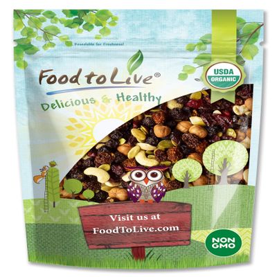 Food to Live - Organic Snack Mix, 12 Ounces - Raw Nuts and Berries with Pumpkin Seeds, Non-GMO, Non-Irradiated, Kosher, Vegan Superfood, Bulk, Great Trail Mix, Rich in Natural Antioxidants