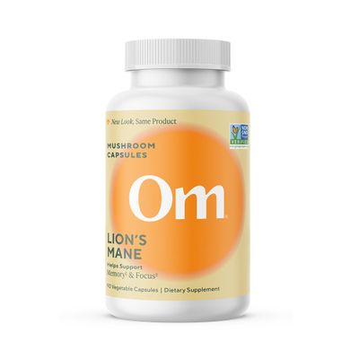 Om Lions Mane Mushroom Capsules - Organic Mushroom Supplement and Nootropic - Brain Supplements for Memory and Focus, 90 Count (30 Servings)