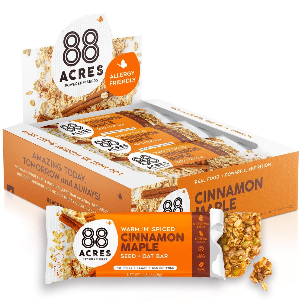 88 ACRES Cinnamon Maple Seed +Oat Granola Bar 9 Count 1.6oz