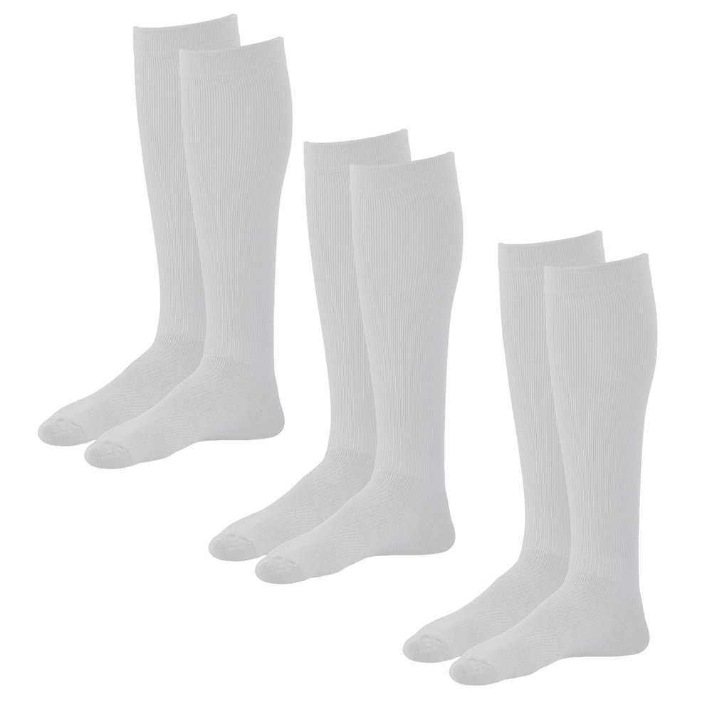 Ames Walker AW 632 Diabetic Knee High Socks 8-15 mmHg (3 Pack) White S