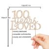100 Years Loved Crystal Cake Topper For 100 Years Birthday Or 100th Wedding Anniversary Rhinestone Metal Party Decoration Gold view 3