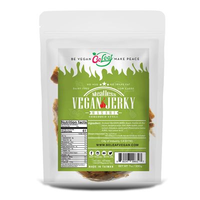 Beleaf Wasabi Plant-Based Jerky | Delicious Meat Substitute | Low Carb, Non-GMO, Dairy Free, Plant Protein | Natural Ingredients | Spicy Healthy Snack 7oz